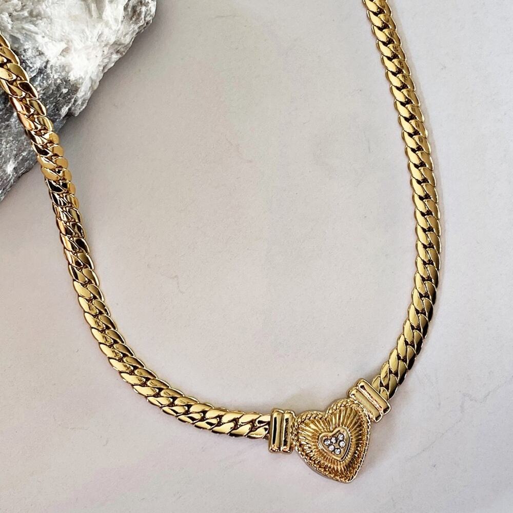NEW Rhinestone Heart On Snake Chain - Picture 6 of 15